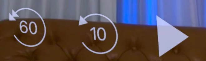 60秒戻る・10秒戻る・再生のボタン