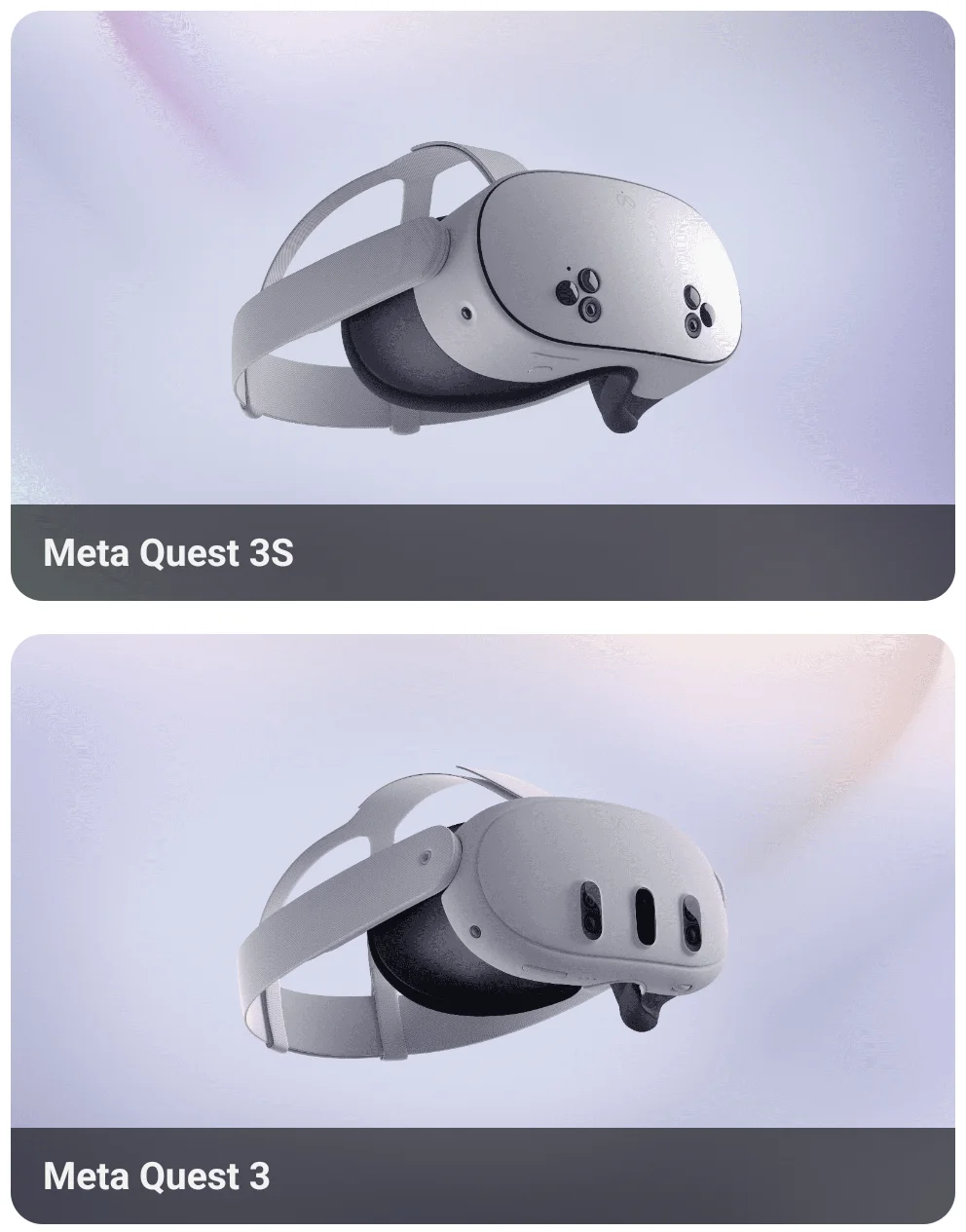 Meta Quest 3S と Meta Quest 3 が並ぶ